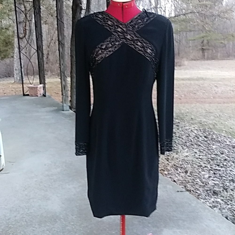 VTG Beaded Silk LBD Lined Silk Gorgeous Evening Cocktail Dress 6